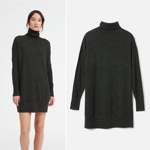 EVERLANE The Cashmere Turtleneck Dress Grey Long Sleeve Knee Length Medium NEW